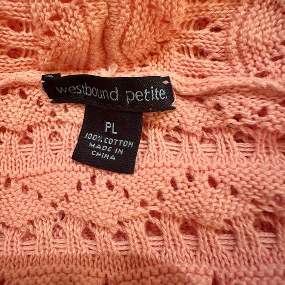 Westbound Petites Pink Pointelle Cotton Open Front Sweater PL FREE SHIP - Picture 3 of 4